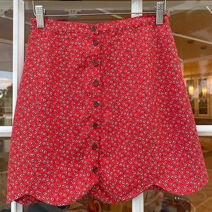 Urban outfitters size small floral button down mini skirt red summer flowy